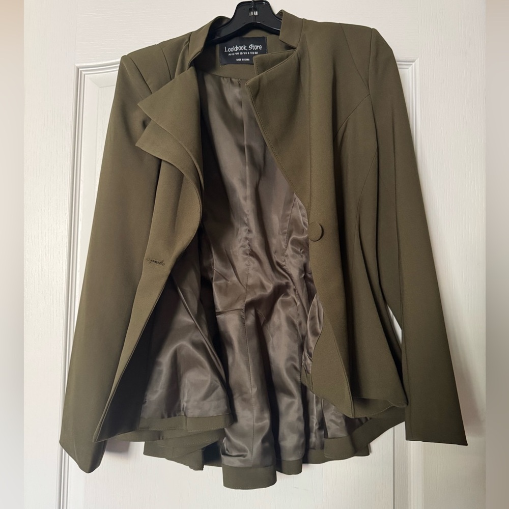 LookBook Store | Olive Green Asymmetrical Blazer - Picture 6 of 11